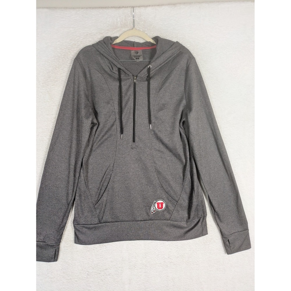 Colosseum Hoodie Women's XL Gray Utah Utes Quarter Zip Thumbhole